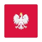 Biały orzeł z koroną na czerwonym tle.