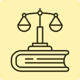 Waga spoczywająca na zamkniętej książce na żółtym tle.